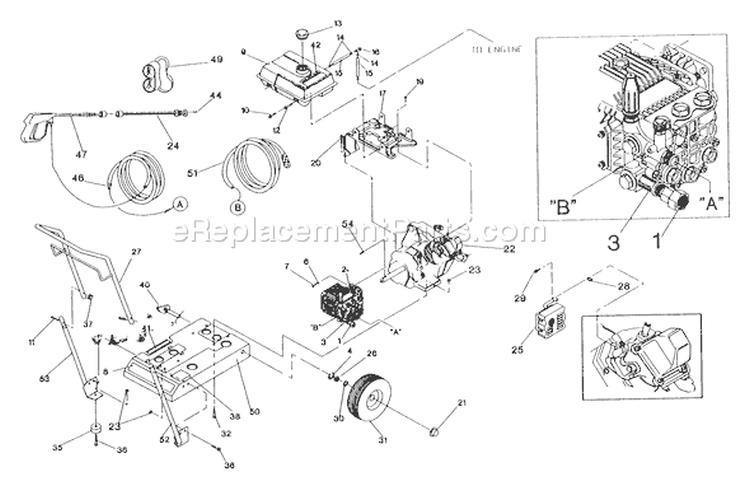 Page B Diagram and Parts List for 0603-0  Briggs and Stratton Pressure Washer